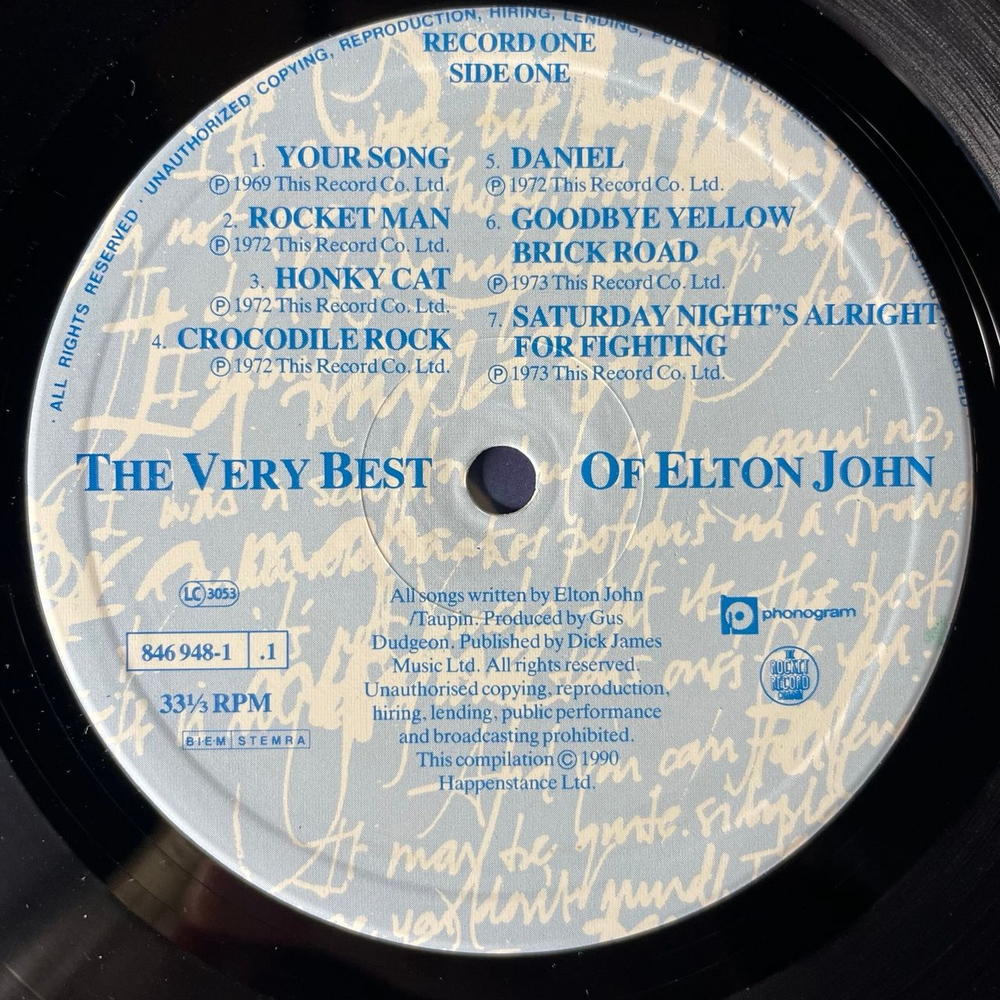 Винтажная виниловая пластинка LP Elton John, The Very Best Of Elton John (Нидерланды 1990)
