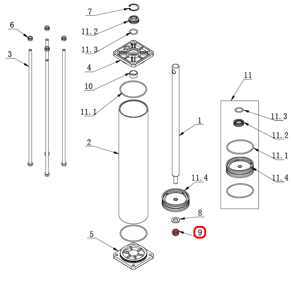 Шестигранная гайка со стопорным кольцом V521, V526, V526U, V624, V626, V626IT, V730