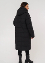 Пальто зимнее с капюшоном, черное