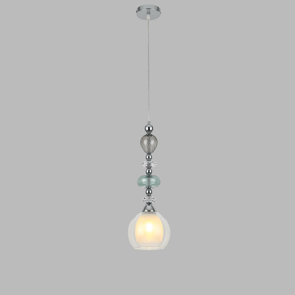 8294/1A MODERNI LN26 367 хром/белый/прозрачный, металл/стекло/хрусталь Подвес E27 1*60W 220V GANNA