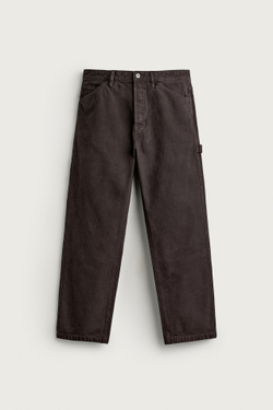 ZARA БРЮКИ STRAIGHT FIT С КАРМАНАМИ КАРГО, КОРИЧНЕВЫЙ