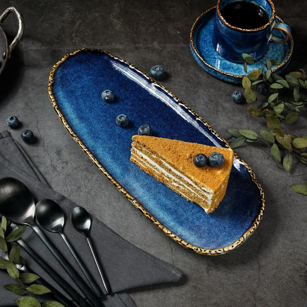 Блюдо овальное 35 см,фарфор,серия "Aqua Blue" P.L.