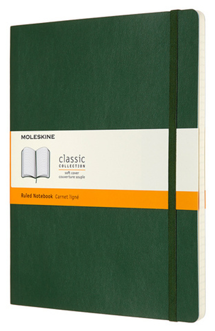 Блокнот Moleskine Classic Soft (QP621K15) 19х25 см, 192стр. в линейку, мягкая обложка, зеленый