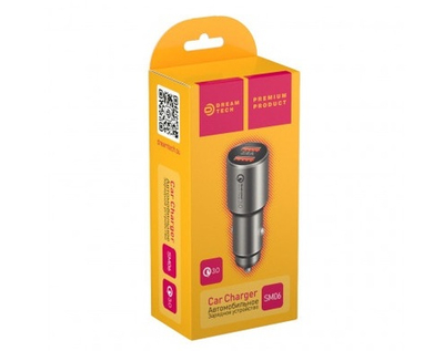 Автомобильная зарядка Dream SM06 QC3.0 2USB 2.4A темно/серая