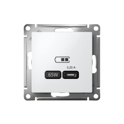 ATLASDESIGN USB РОЗЕТКА тип-С 65Вт высокоскор.заряд. QC, PD, механизм, БЕЛЫЙ