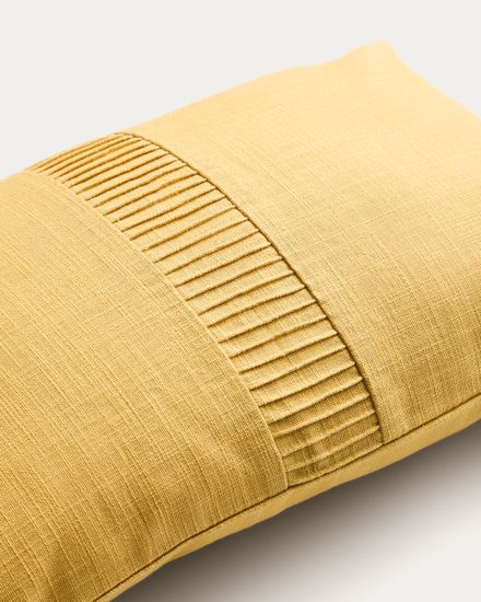 Чехол для подушки Luadia из желтого хлопка с плиссировкой, 30 x 50 см