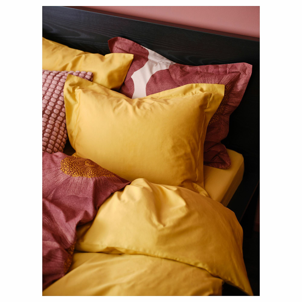 Комплект постельного белья IKEA LUKTJASMIN (ЛЮКТЭСМИН), Односпальный, Желтый, 150x200, 50x80 см