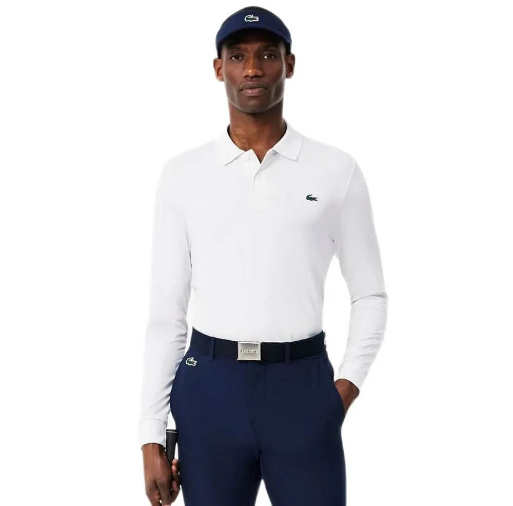 Мужская теннисная футболка с длинным рукавом Lacoste Regular Fit Ultra Dry Long Sleeved Golf - white