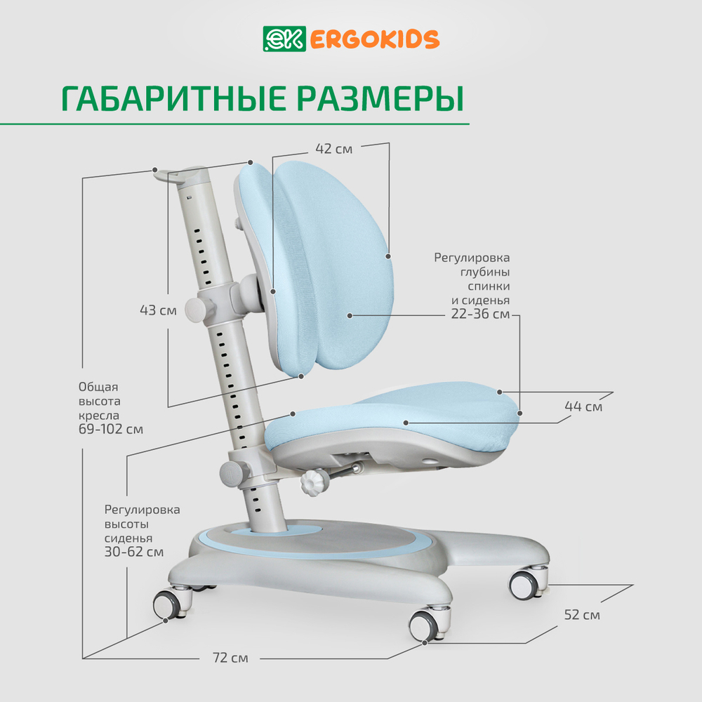 Стул для школьника Ergokids Ortoback Duo