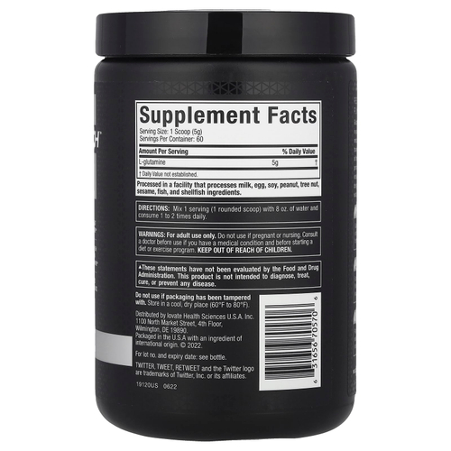 MuscleTech, Platinum, 100% глутамин, без вкусовых добавок, 300 г (10,58 унции)