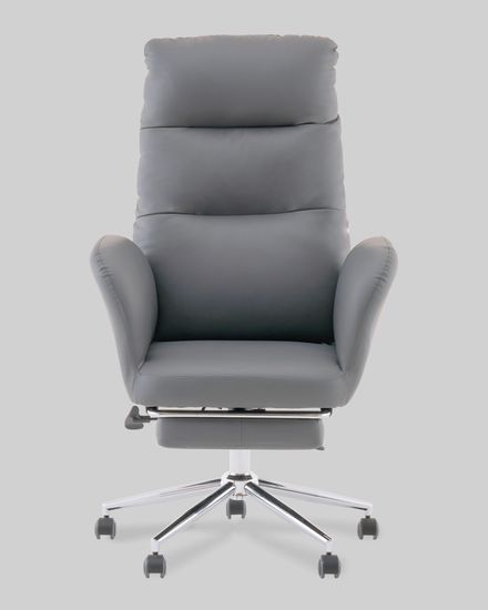 Кресло руководителя TopChairs Solid с оттоманкой серый