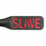 Черная гладкая шлепалка SLAVE - 38 см. (Цвет: черный с красным)