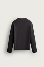 ФУТБОЛКА С ВОРОТНИКОМ-ХЕНЛИ ИЗ КОМПАКТНОГО ТРИКОТАЖА В РУБЧИК — ZARA
