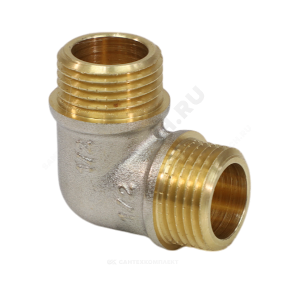 Угольник латунь никель Ду 15 (1/2") НР/НР 9003 ГОСТ 32585-2013 Aquasfera 9003-01