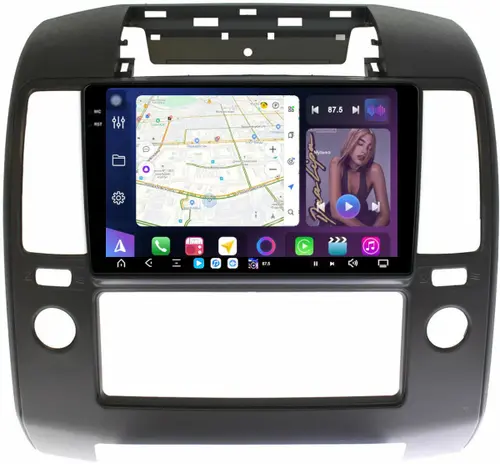 Магнитола для Nissan Navara D40 2004-2014 (кондиционер) - FarCar S500-TS20 монитор 9.5" 2K QLED на Android 14, Быстрейшая, CarPlay, 4G SIM-слот