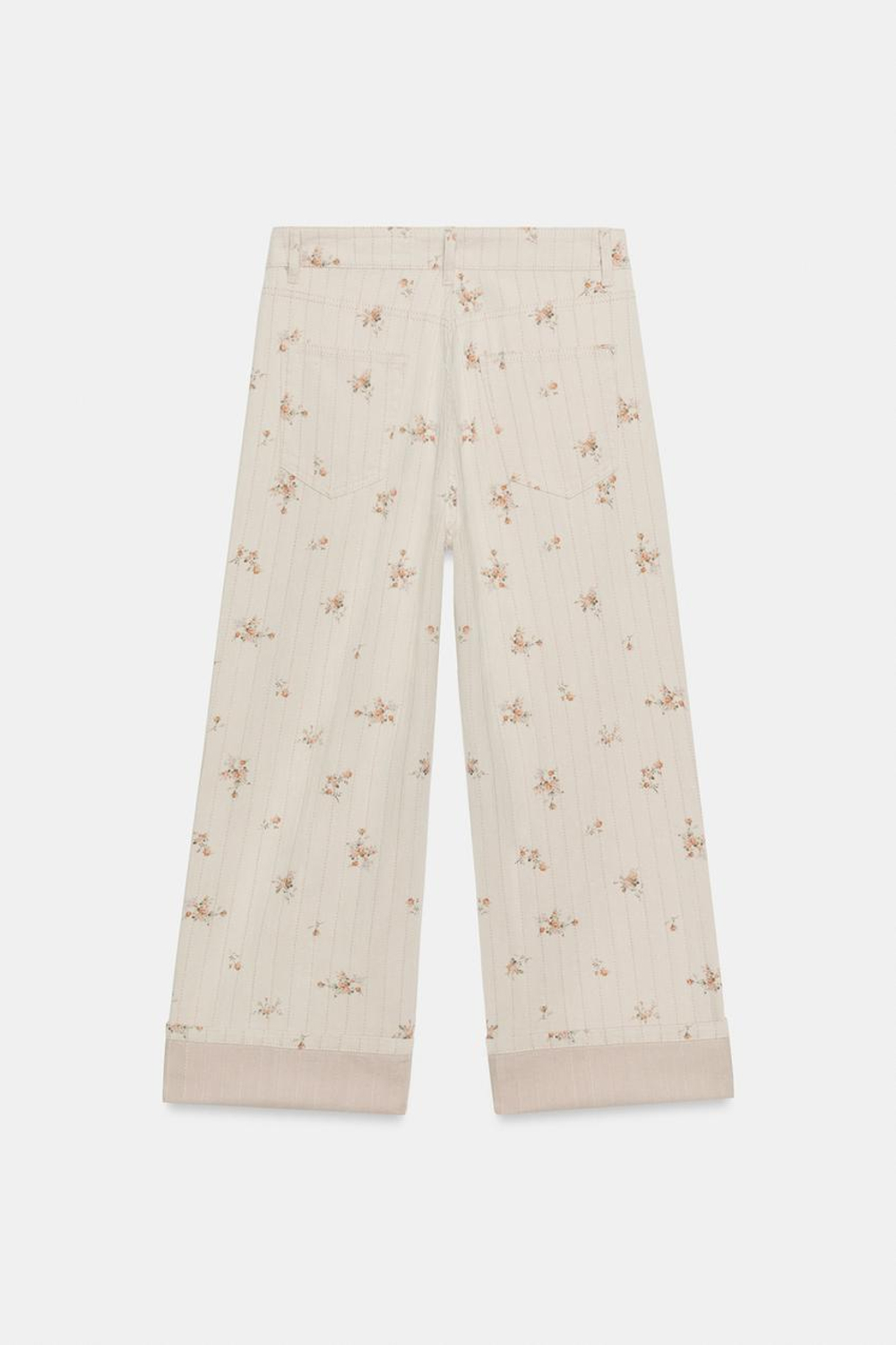 ZARA ДЖИНСЫ TAPERED СО СРЕДНЕЙ ПОСАДКОЙ И ЦВЕТОЧНЫМ ПРИНТОМ — ZW COLLECTION, БЕЖЕВЫЙ