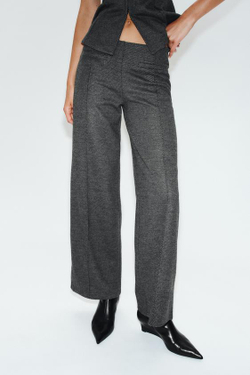 ZARA БРЮКИ С ЗАЩИПАМИ, МЯГКИЙ СЕРЫЙ