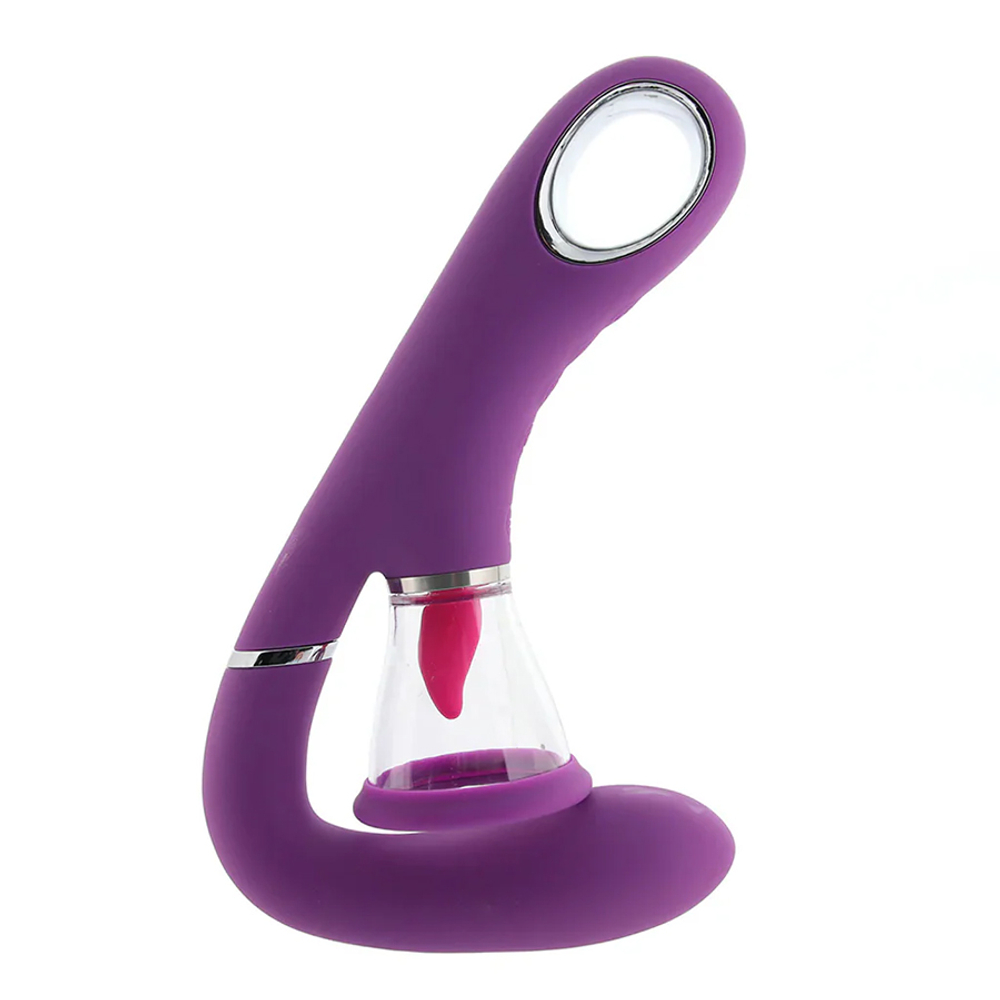 Вибростимулятор для точки G с помпой и имитатором языка PipeDream Fantasy for Her Ultimate Pleasure Pro Dual Oral Sex Simulator & G-Spot Vibrator Purple 496712
