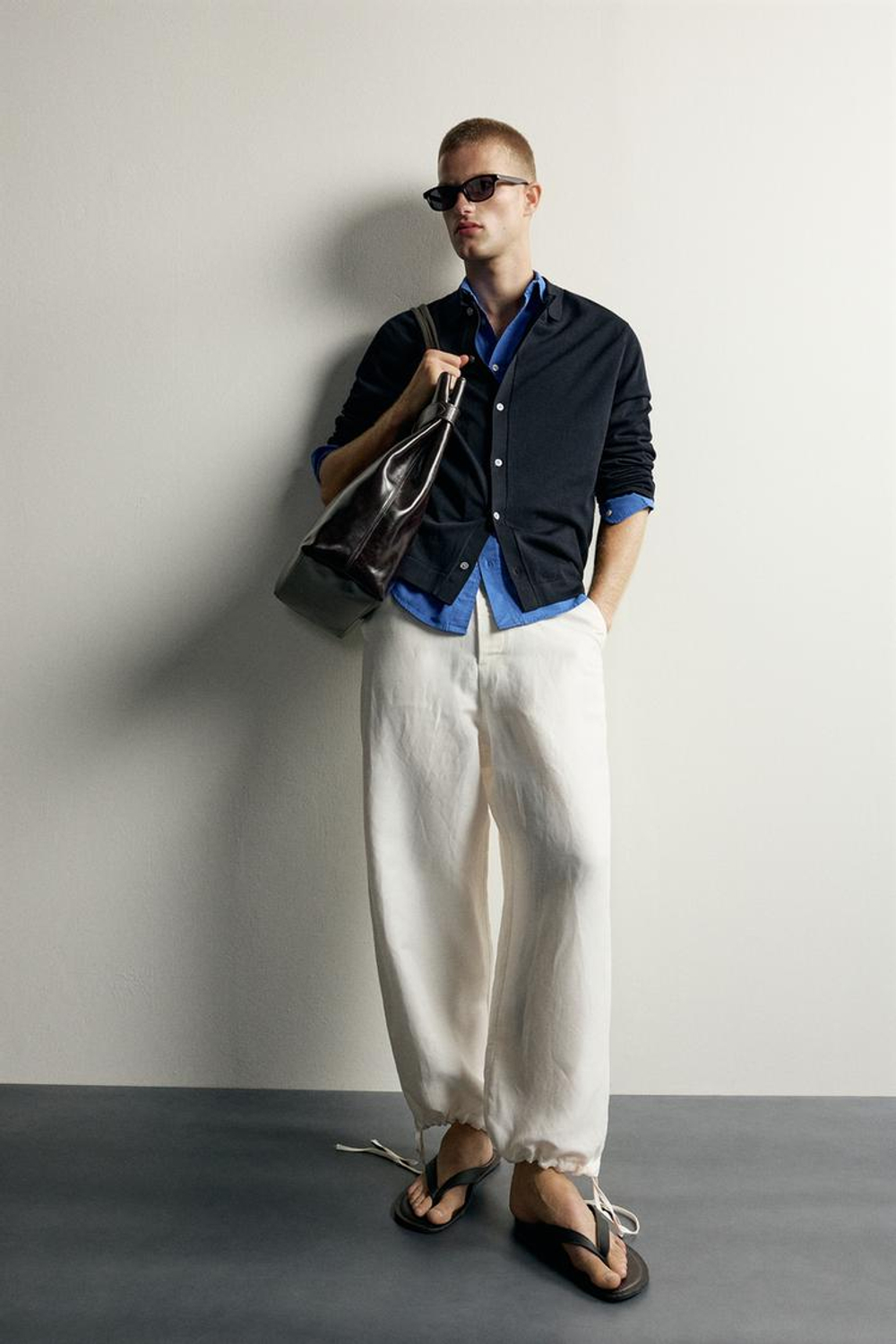 ZARA БРЮКИ RELAXED FIT ИЗ ЛЬНА И ВИСКОЗЫ, ЭКРЮ
