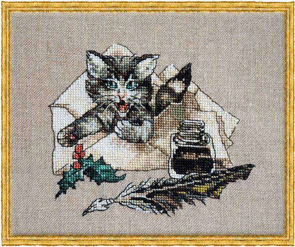 Набор для вышивания нитками Nimue, Chat Va? (А вот и я), 13х11 см