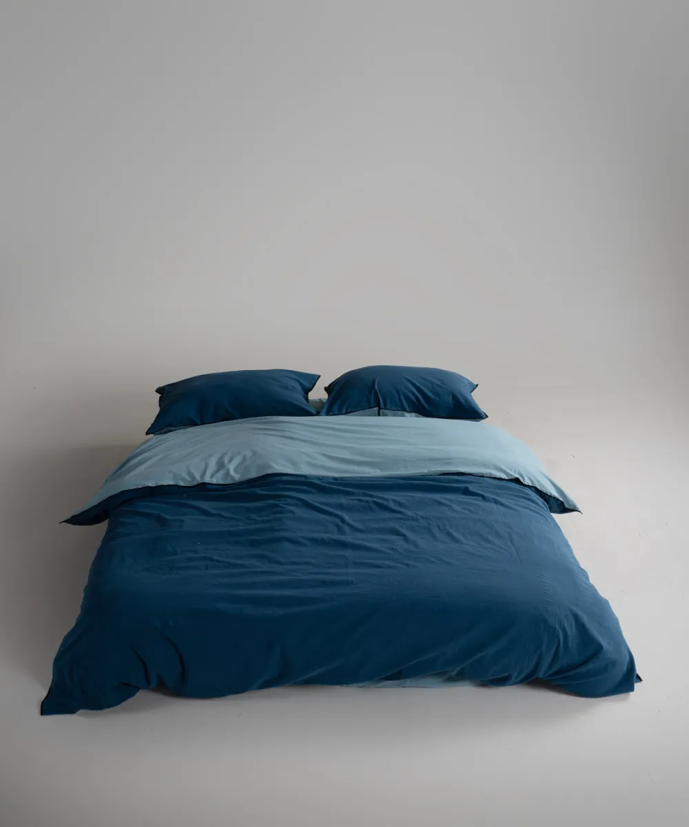 Lımasso КПБ 4 пр. Stonewashed Essualte Akdeniz Blue-Dress Blue пододеяльник 200*220, простынь 240*260, наволочки 50*70 2шт — фото 7