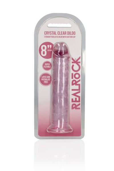 Розовый фаллоимитатор Crystal Clear на присоске - 22 см. (Цвет: розовый)