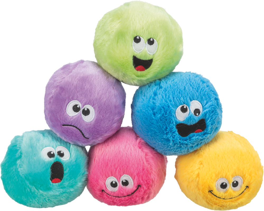 Игрушка для собак Мяч-смайлик, 10 см, плюш в ассортименте, Trixie