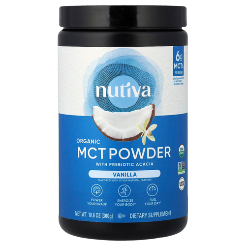 Nutiva, органические MCT в виде порошка, со вкусом ванили, 300 г (10,6 унций)