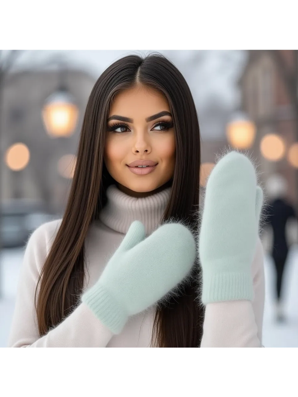 Варежки зимние теплые пушистые ангора
