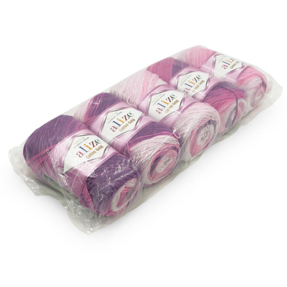 Пряжа Alize (Ализе) Cotton Gold Batik / уп.5 мот. по 100 г, 330м, 3302 секционный