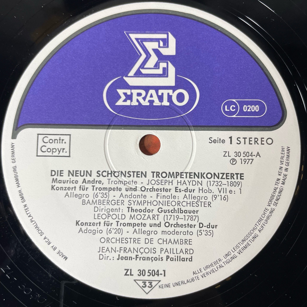 Винтажная виниловая пластинка LP Maurice Andre Die Neun Schonsten Trompetenkonzerte (Германия 1977)