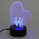 Светильник ночник «3D-LOVE» на пластиковой подставке, с включателем USB