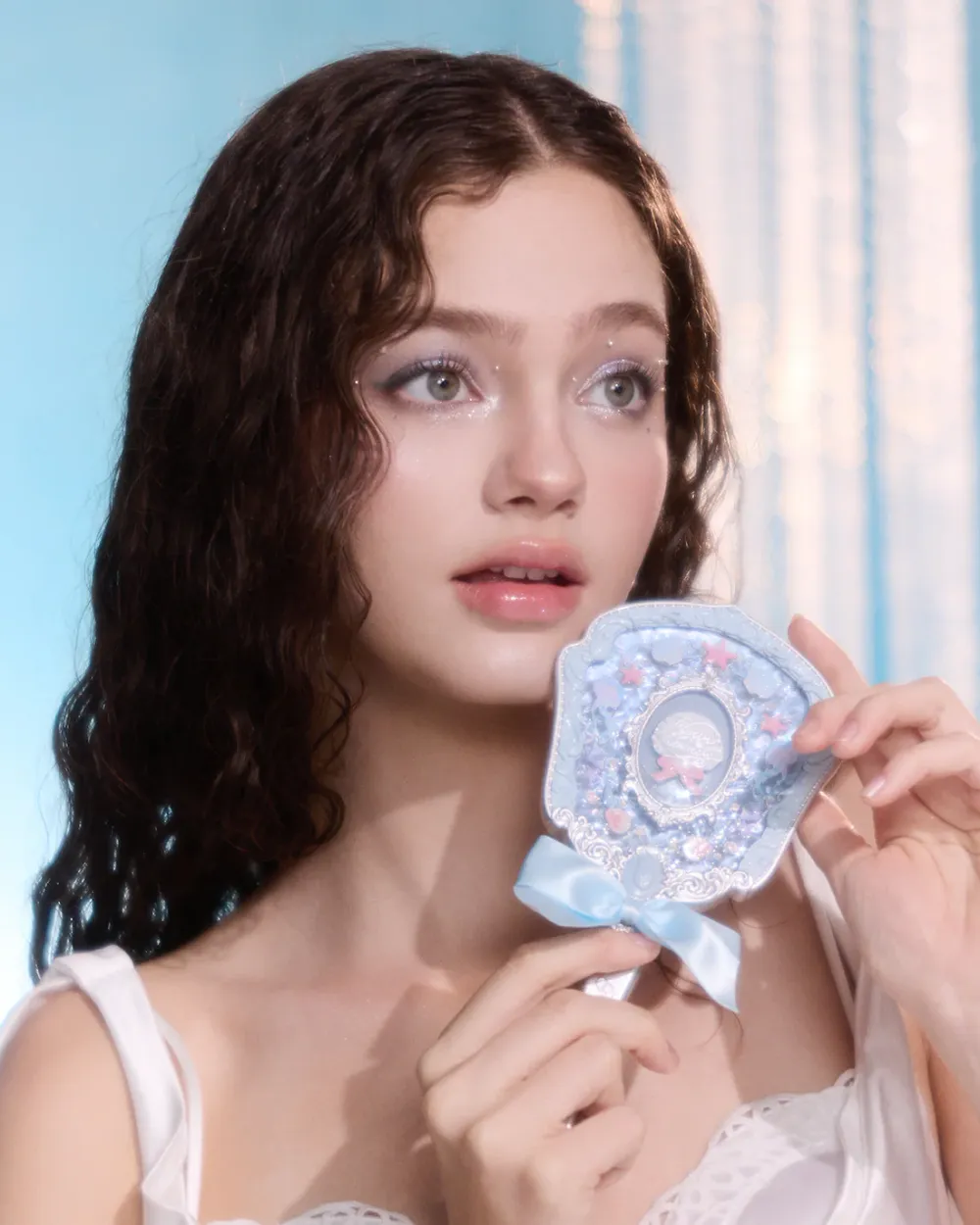 Ручное зеркало Flower Knows Hand Mirror Shells Jewel - Blue Seashell