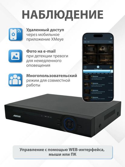 32 канальный IP видеорегистратор, ASECAM 32CH 4K NVR PLUS, 2HDD