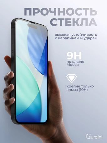 Стекло защитное Gurdini Basic Glass для iPhone 17 Air 6.5" FG-25 черное