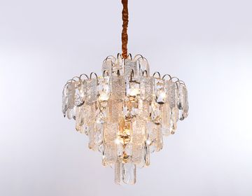 Подвесная люстра с хрусталем 12*Е27 TR5233/12 SGD/CL/FR золото/прозрачный/белый матовый Traditional Ambrella