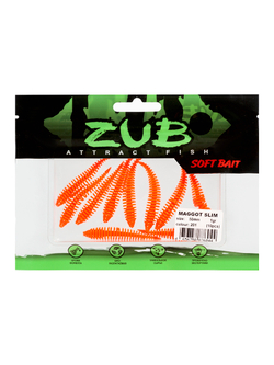 Приманка ZUB-MAGGOT SLIM 50мм(2")-10шт, (цвет 201) оранжевый