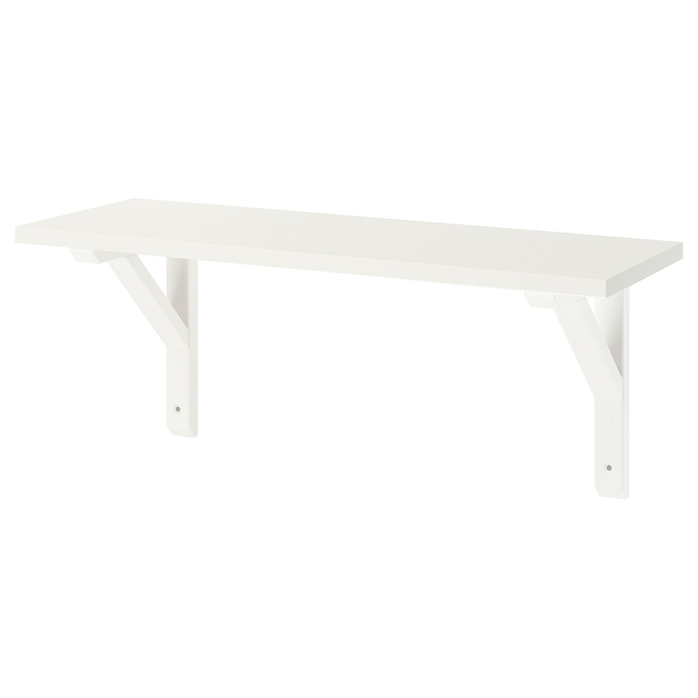 IKEA BURHULT  (ИКЕА БУРХУЛТ)  -  / SANDSHULT Полка настенная - белый/белёная осина 59x20 см