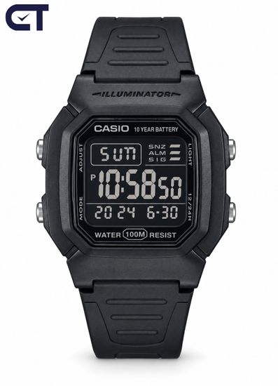 CASIO W-800H-1B CASIO Collection унисекс наручные часы — двойное время, водостойкость 100 м и батарея до 10 лет