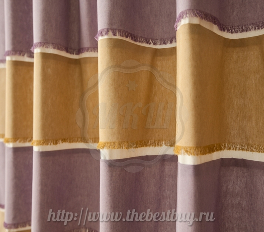 Шторы для гостиной: Калифорния (арт. BL01-129-01)  - (140х270)х2 см.  - (Возможна высота 250 см.) - бежево-сиреневый
