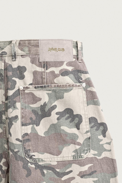 ZARA БРЮКИ BARREL FIT С АБСТРАКТНЫМ ПРИНТОМ, ХАКИ
