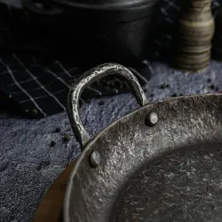Сковорода для подачи 24 см h3,1 см круглая 2 ручки "Vintage Blued" углерод. сталь ИНДУКЦИЯ P.L.