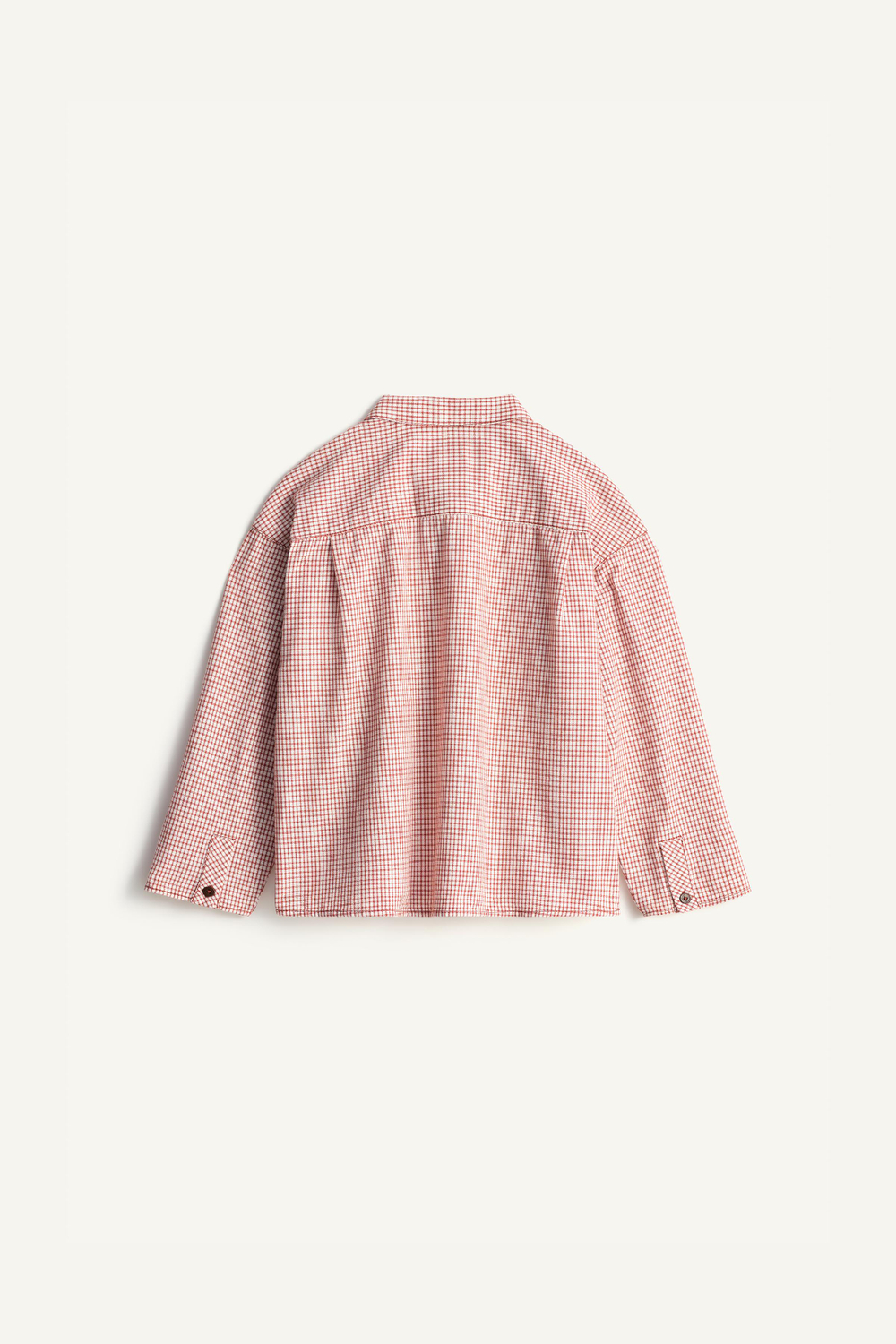 ZARA ХЛОПКОВАЯ РУБАШКА - LIMITED EDITION, ЭКРЮ/КРАСНЫЙ