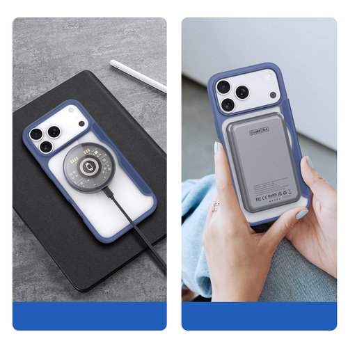 Чехол книжка синего цвета с поддержкой MagSafe от Dux Ducis для iPhone 17 Pro, серия Skin X Pro Series Case