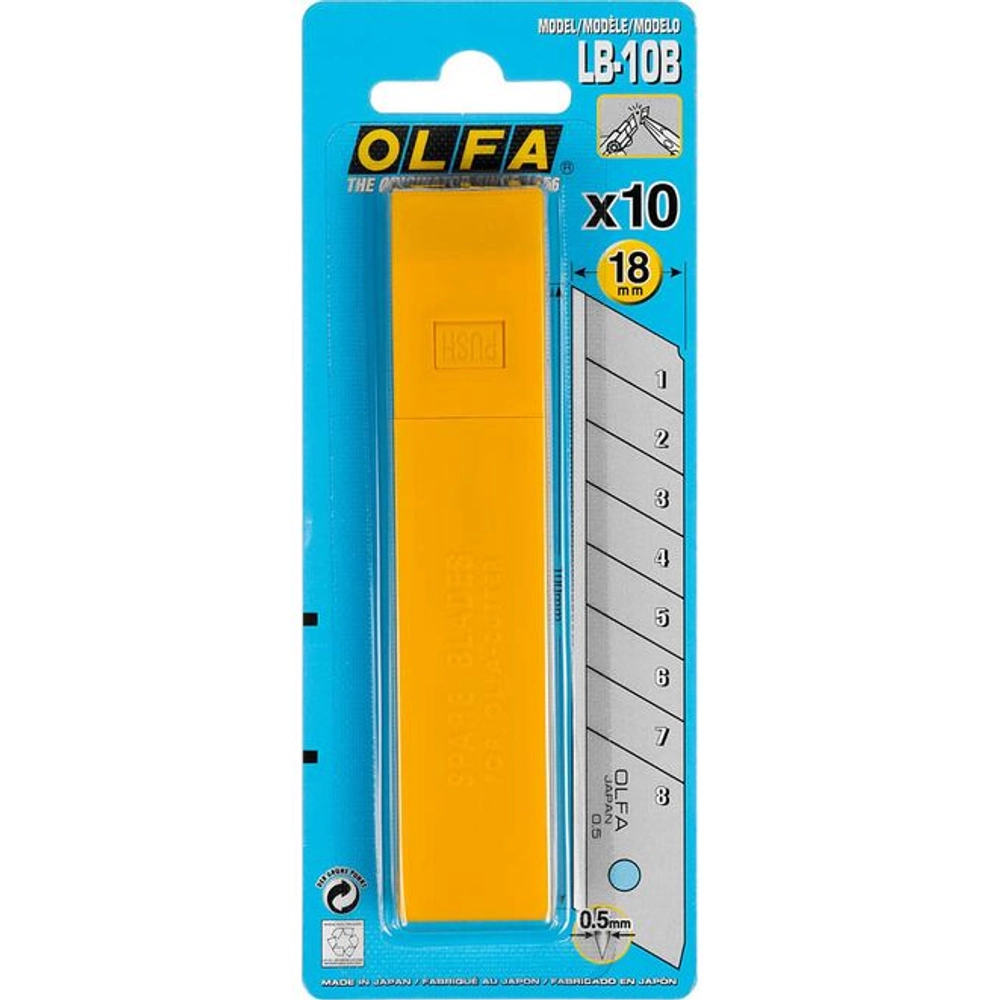 OLFA 18 мм, 10шт, лезвие сегментированное OL-LB-10B
