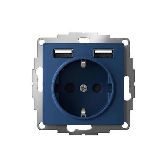 Розетка с USB A+A с защитными шторками Systeme Electric AtlasDesign Аквамарин ATN001130