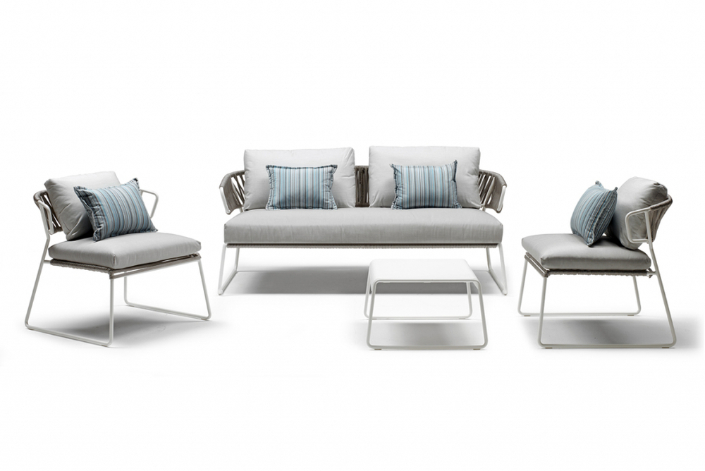 Диван плетеный с подушками Scab Design Lisa Sofa Filo, лен, серебристый, лед