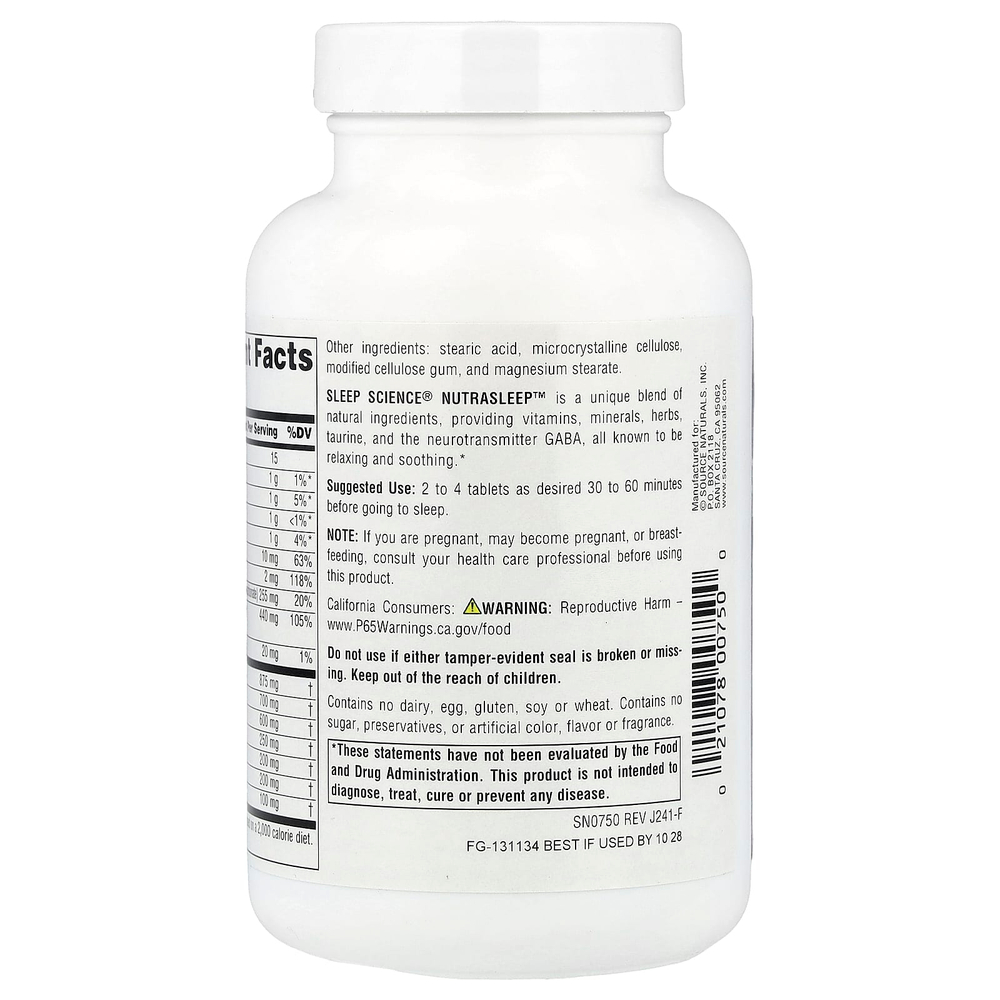 Source Naturals, Пищевая добавка NutraSleep, 100 таблеток