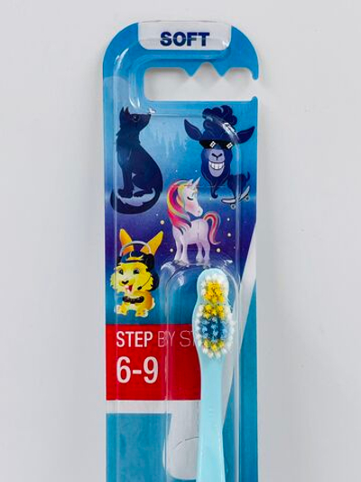 Зубная щетка детская Jordan Kids Step By Step Soft 6-9 лет (желтая с голубым)
