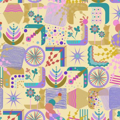 geometric abstraction doodle stripes flowers